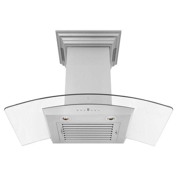 ZLINE Kitchen and Bath, ZLINE Wall Mount Range Hood in Stainless Steel with Built-in CrownSound® Bluetooth Speakers, KZCRN-BT-30,