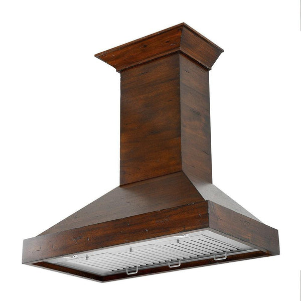 ZLINE Convertible Vent Wooden Wall Mount Range Hood in Walnut (KBRR) side